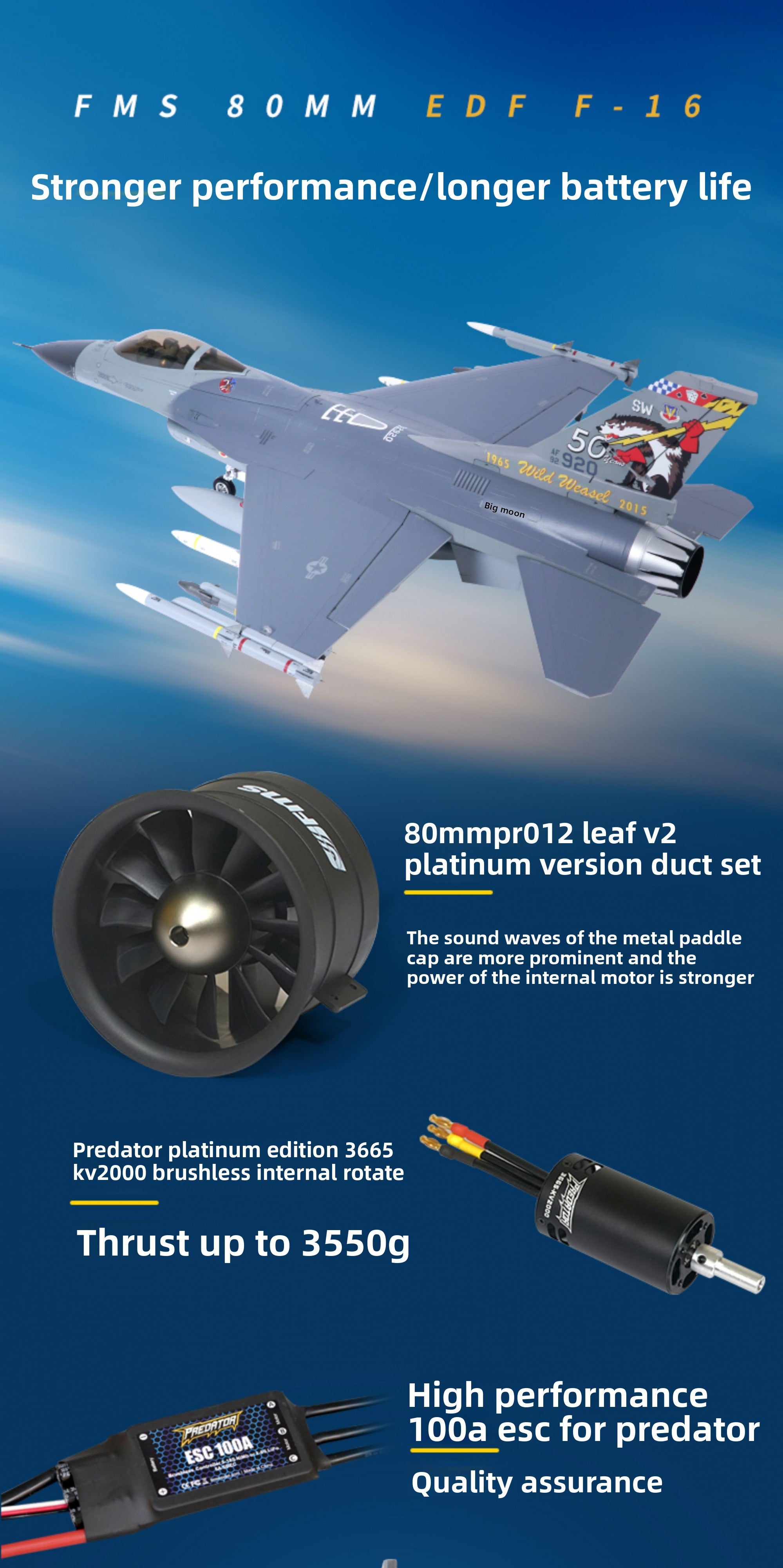 F-16 remote-controlled fixed-wing model aircraft