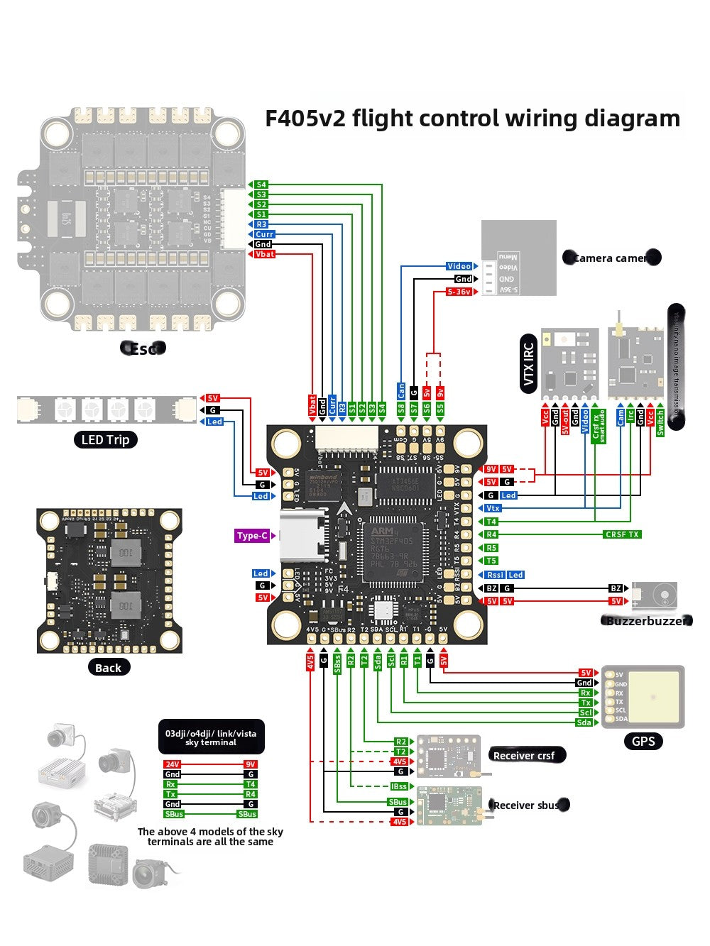 FPV Racing Drone Flight Controller F405 V2 Fly Tower 50A Black Box Speed Flying Barometer BF INAV