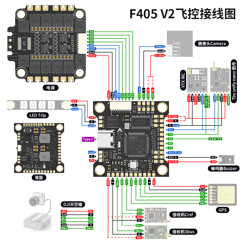 FPV Racing Drone Flight Controller F405 V2 Fly Tower 50A Black Box Speed Flying Barometer BF INAV
