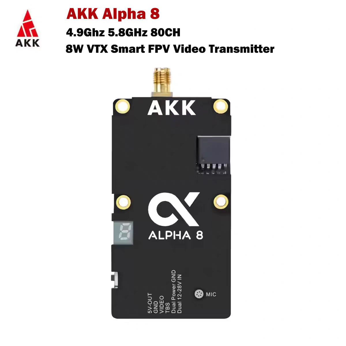 AKK Alpha8 Wireless Image Transmission 5.8G 8W Crossing Machine Video Transmitter 80CH FPV VTX