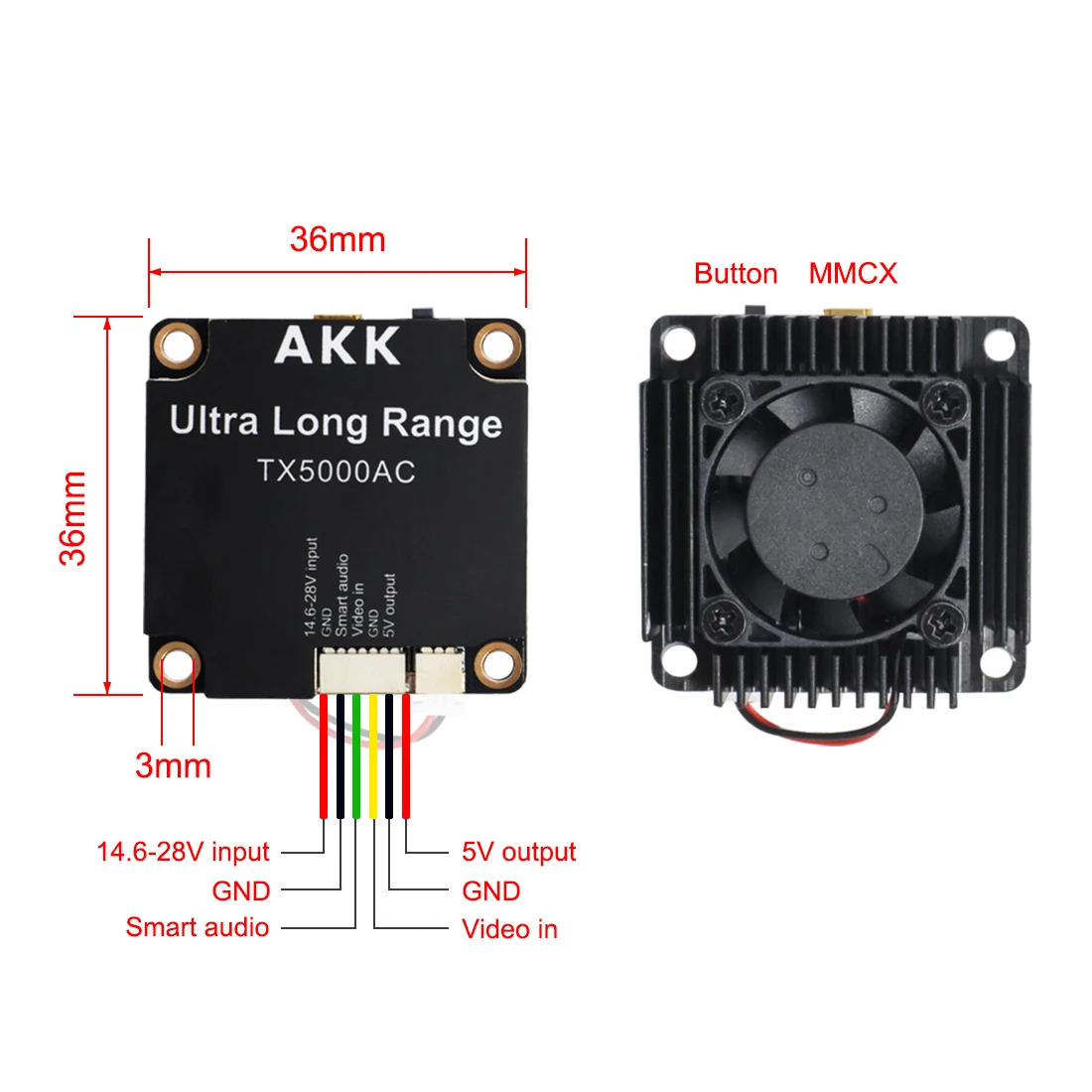 AKK TX5000AC Wireless Image Transmission 5.8G 5W Crossing Machine Video Transmitter 80CH FPV VTX
