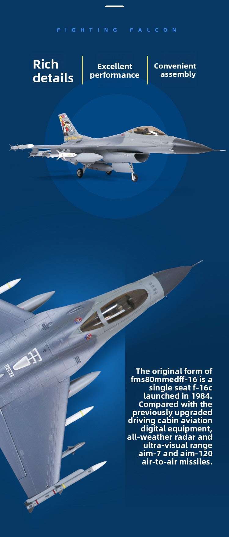 F-16 remote-controlled fixed-wing model aircraft