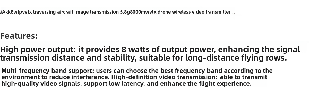 AKK TX8000AC Wireless Image Transmission 5.8G 8W Crossing Machine Video Transmitter 96CH FPV VTX